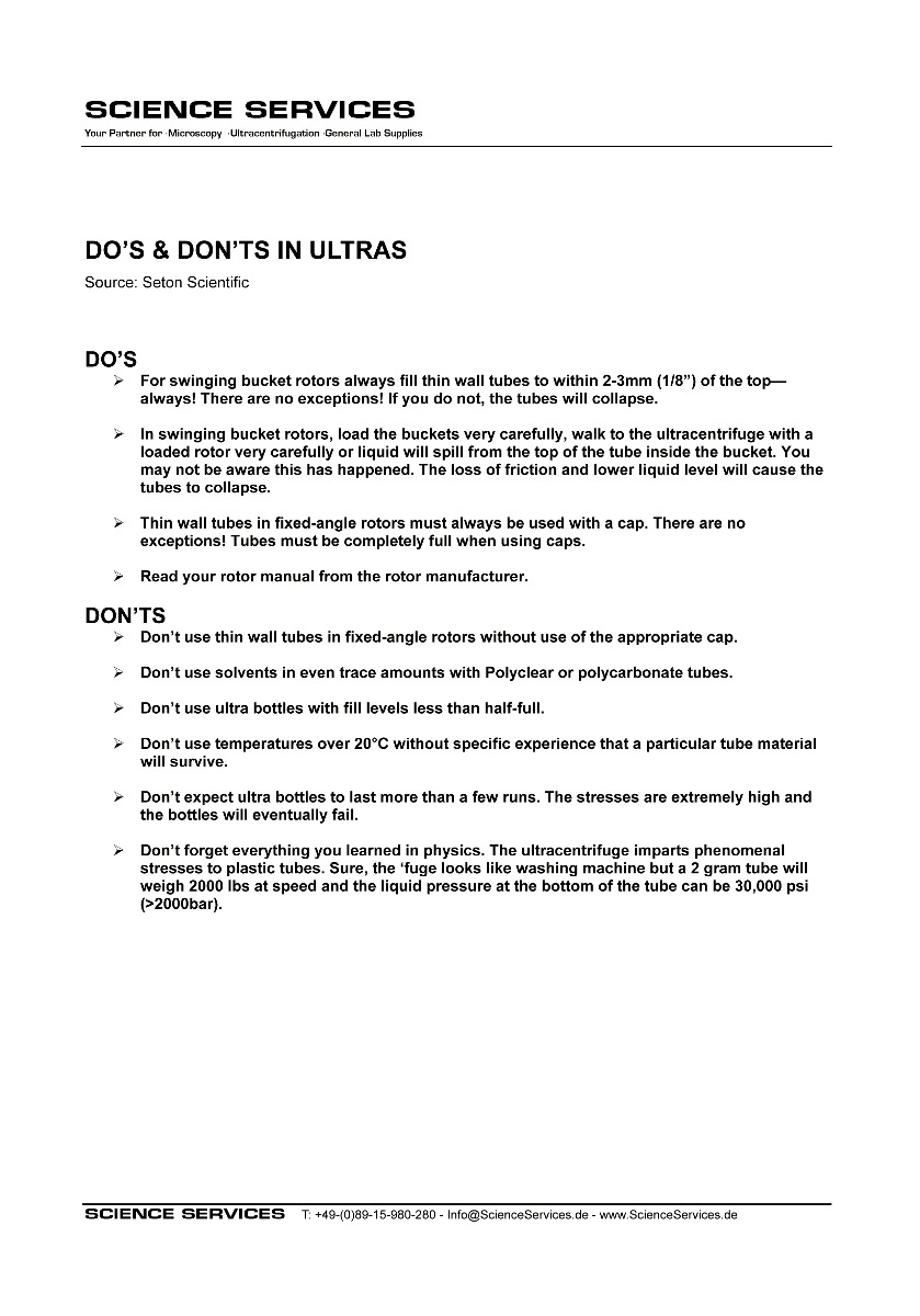 Do´s and Dont´s (engl.)