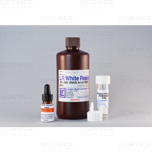 LR White Medium Grade Einbettmedium, Kit aus Harz, Katalysator und Beschleuniger