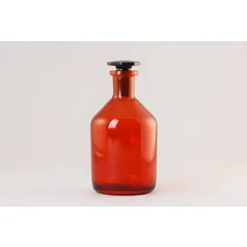 Schmalhals-Flasche mit geschliffenem Glasstopfen, bernsteinfarben, 250ml, 4 Stück
